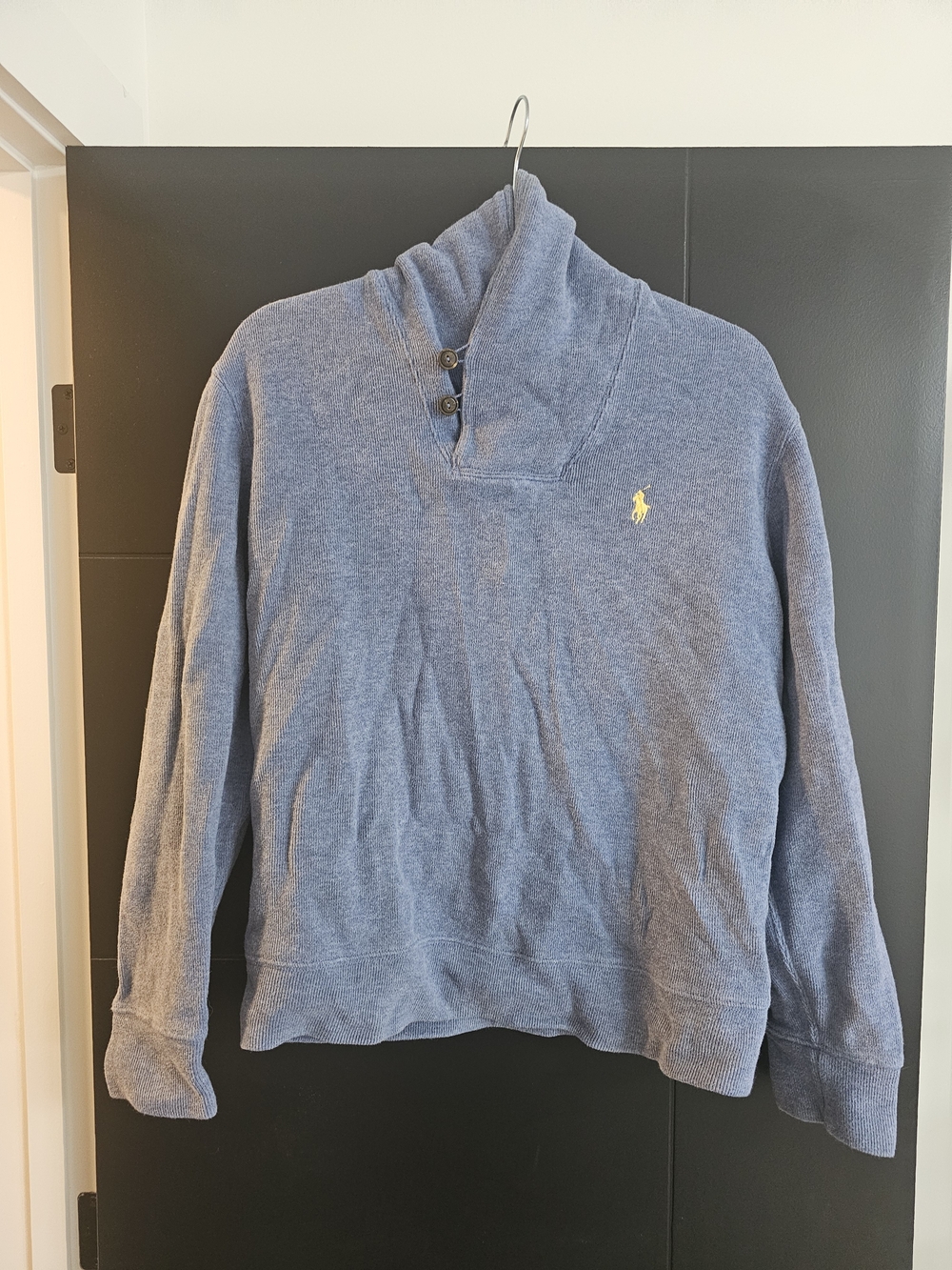 Polo by Ralph Lauren Heathered Blue Turtleneck Pullover with Button Placket
